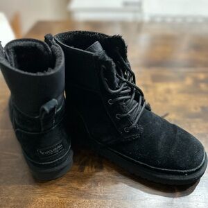 Koolaburra By UGG Advay Size 7 Black Suede Lace Up Winter Snow Boots Women's